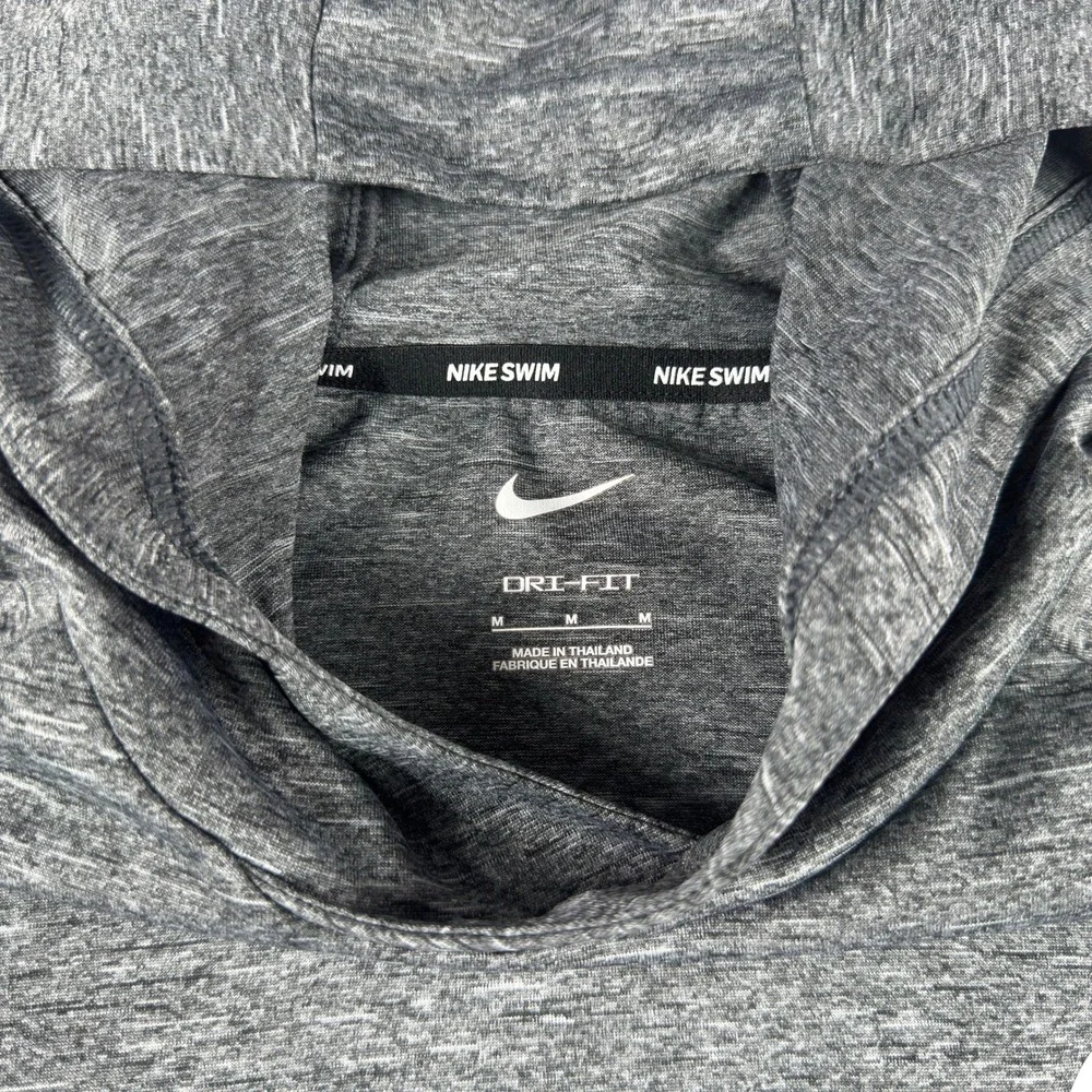 Nike Swim Hooded Shirt Mens Medium Gray Dri-FIT UPF 40+ Sun Hoodie Performance